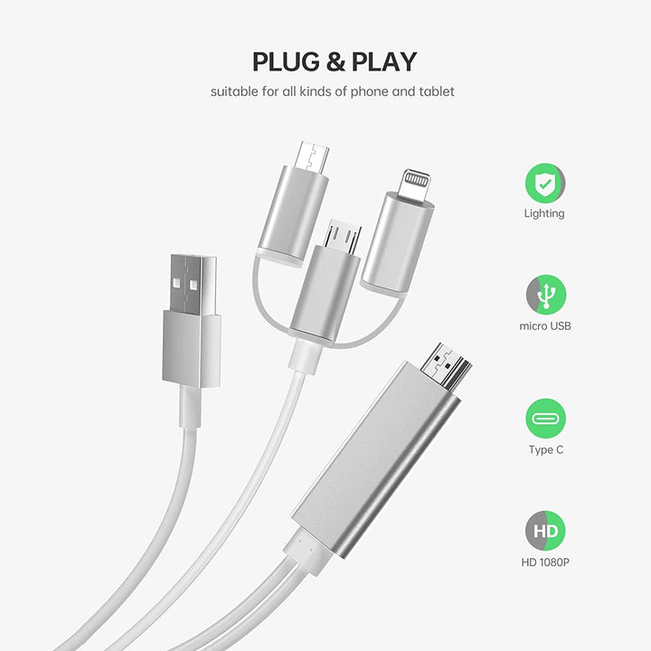UPERFECT 3 IN 1 "I-O-S/Andriod to HDTV" Cable | UPERFECT UPERFECT
