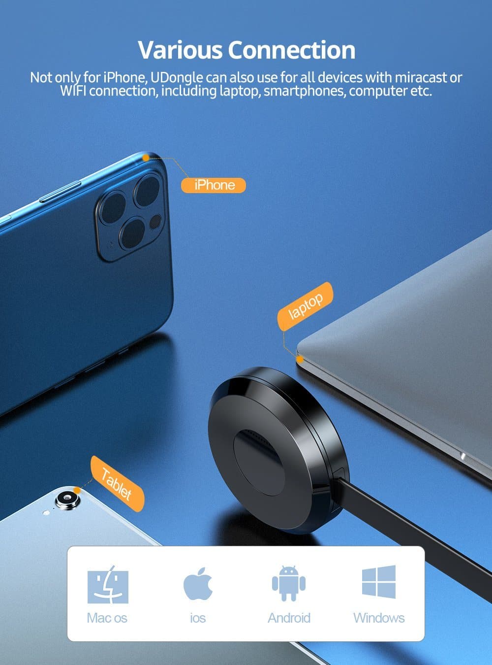 UAdapter - Miracast iPhone, Android, Universal-Dongle